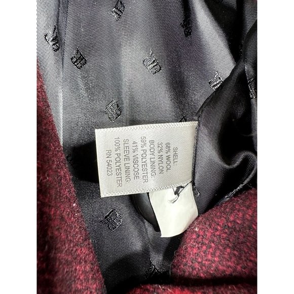 Banana Republic Plaid Wool Blend Coat sz Small Black/Red - Picture 3 of 7